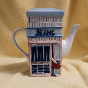 Blue and White Ceramic Teapot